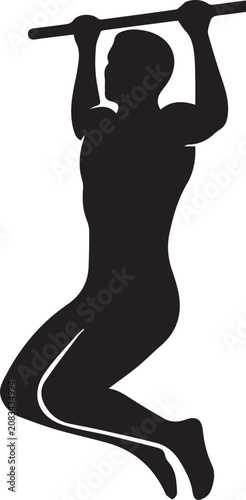 Pull Up Exercise Silhouette Chin Up Fitness Training Vector Icon