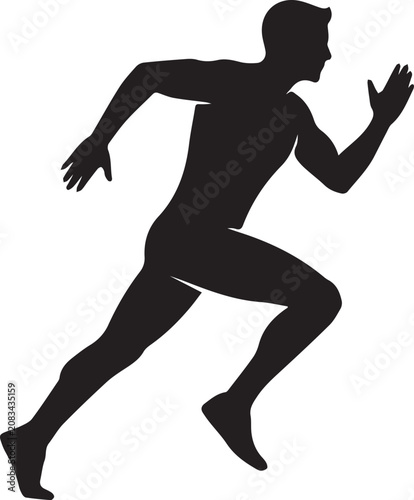 Sprinting Runner Athlete Silhouette Running Fitness Vector Icon