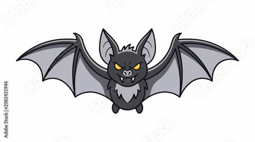 Bild auf Leinwand An angry cartoon bat flies towards the viewer with outstretched wings and sharp