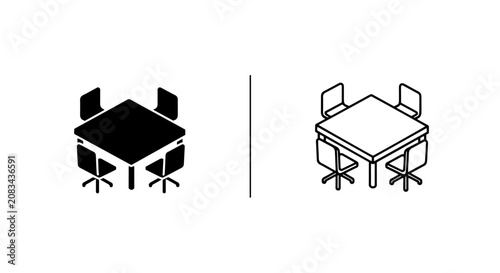 Bilde på lerret Isometric office meeting table set with three dimensional