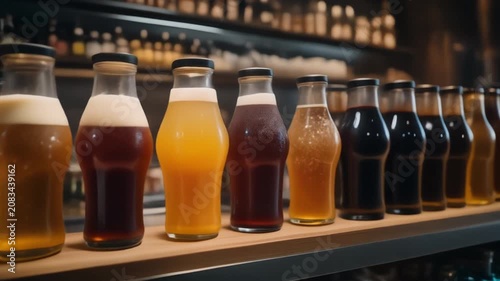 Ultra realistic cinematic footage of assorted beverages displayed for commercial stock footage, no people, 4K UHD