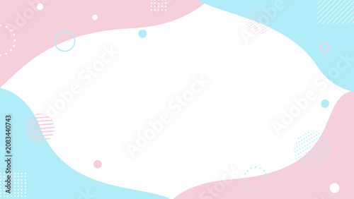 simple, cute, and pop-style background frame featuring pastel-colored geometric shapes and waves