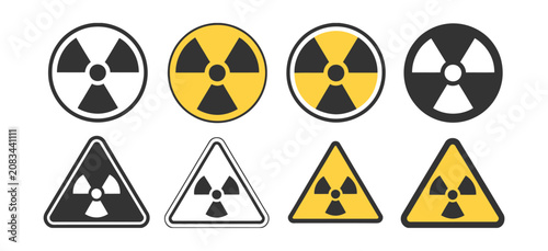 Cuadro en lienzo Radiation hazard icon featuring nuclear warning, radioactive material, laborator