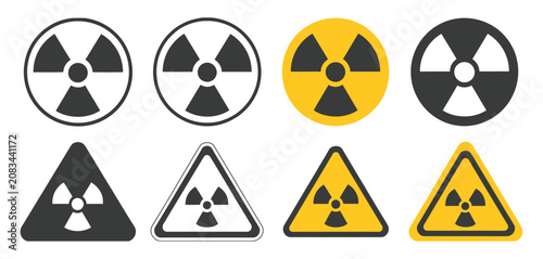 Photos Radiation hazard icon representing nuclear danger, radioactive material warning,