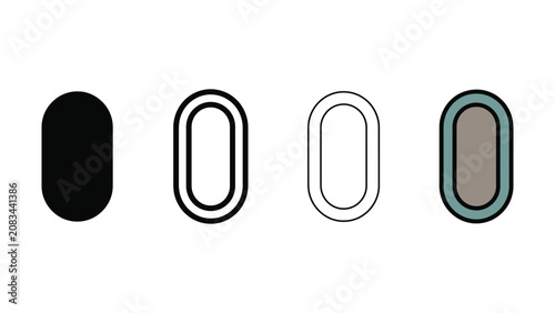 Fotografie Four different oval shapes are displayed in a row from solid black to outlined v