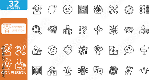 Canvastavla Confusion line editable Icons set