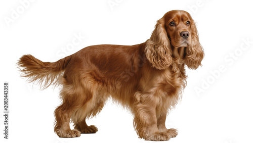 Tableau sur toile English Cocker Spaniel dog standing full body brown coat, long ears