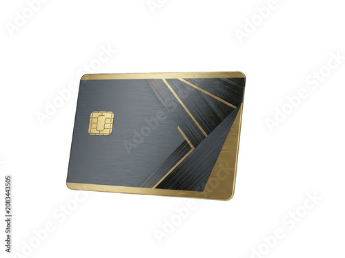 Luxury black and gold credit card with chip.