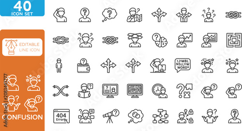 Quadro su tela Confusion line editable Icons set