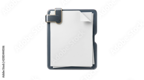 Minimalist 3D clipboard icon with blank paper