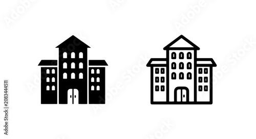 Cuadro en lienzo Multistory office or apartment building vector icons