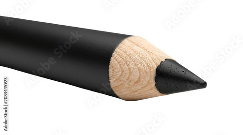 A black pencil with a sharp tip and wooden base on a white background isolated on a transparent background
