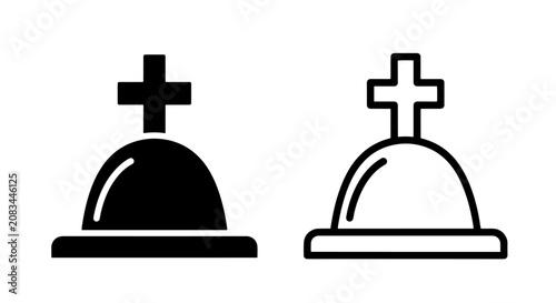 Quadro su tela Cross gravestone icon set for cemetery and funeral designs