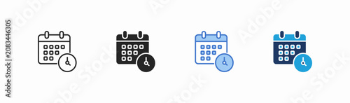 Set of schedule icon collection in multiple style. Icon suitable for web and mobile application