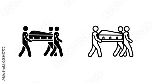 Konstfotografi Pallbearers carrying casket funeral procession icon set