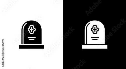 Photography Headstone icon with rounded top and simple christian cross