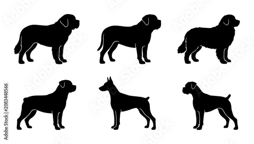 Photos Diverse Dog Breed Silhouettes Collection, Canine Companions Vector Set, Pet Anim