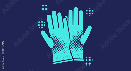 Pair Of Protective Gloves Illustration Depicting Hygiene in a Clean and Fresh Aesthetic