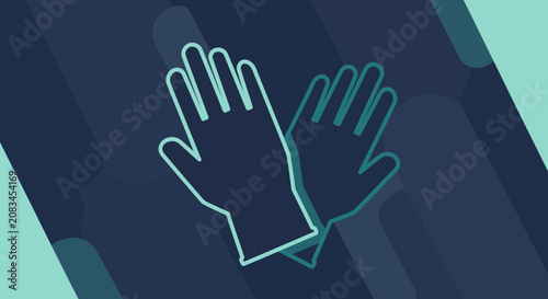 Pair Of Protective Gloves Against Various Threats Symbolized With Abstract Background