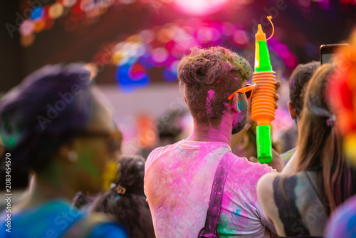 фотографія Montreal, Canada - June 28 2026: Holi celebration in downtown Montreal bursts wi