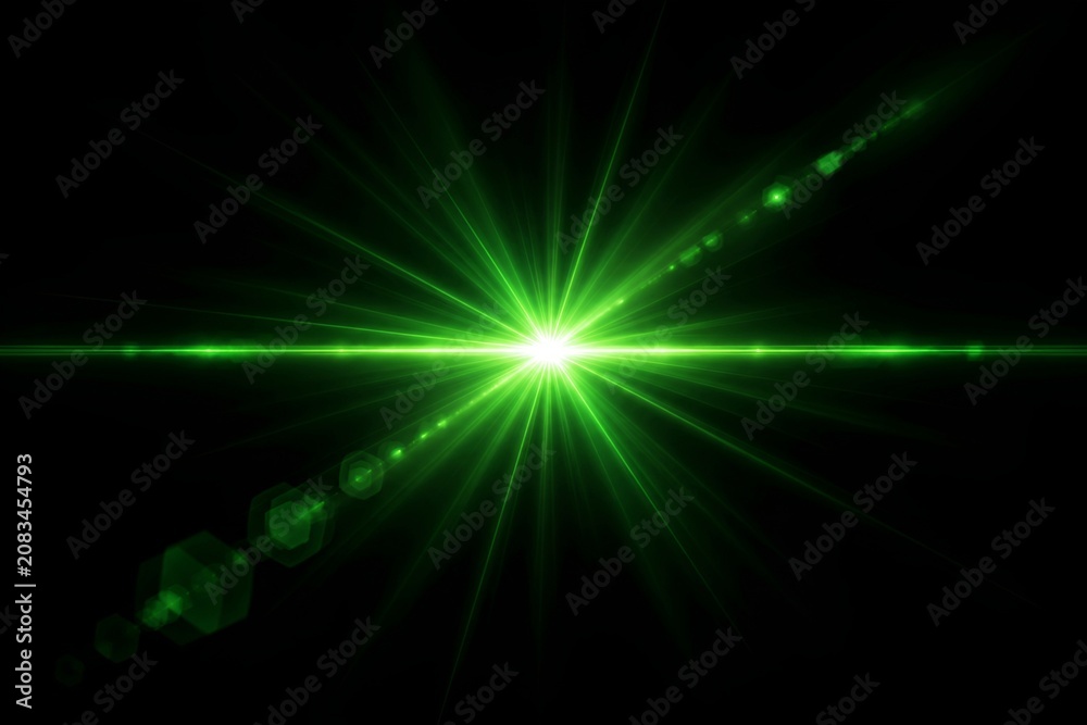 Fototapeta premium Green Starburst Lens Flare Light Effect