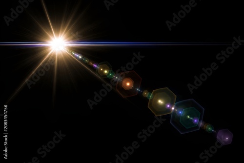 White Lens Flare with Rainbow Optical Reflection
