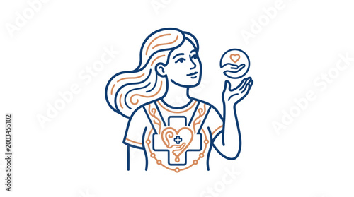 Cuadro en lienzo Woman holding a crystal ball.