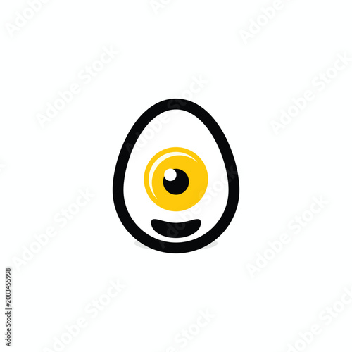 Cute cartoon egg character with one eye and a smile.