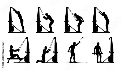 Foto Fitness Machine Exercise Silhouettes, Gym Workout Poses, Strength Training Actio