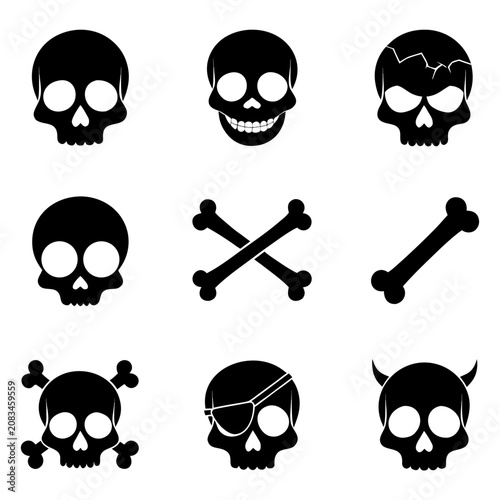 Premium Halloween skull and bone icon collection spooky isolated vector illustration

