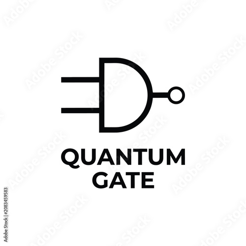 Принти на полотні Quantum gate symbol depicted as a black vector illustration on a white backgroun