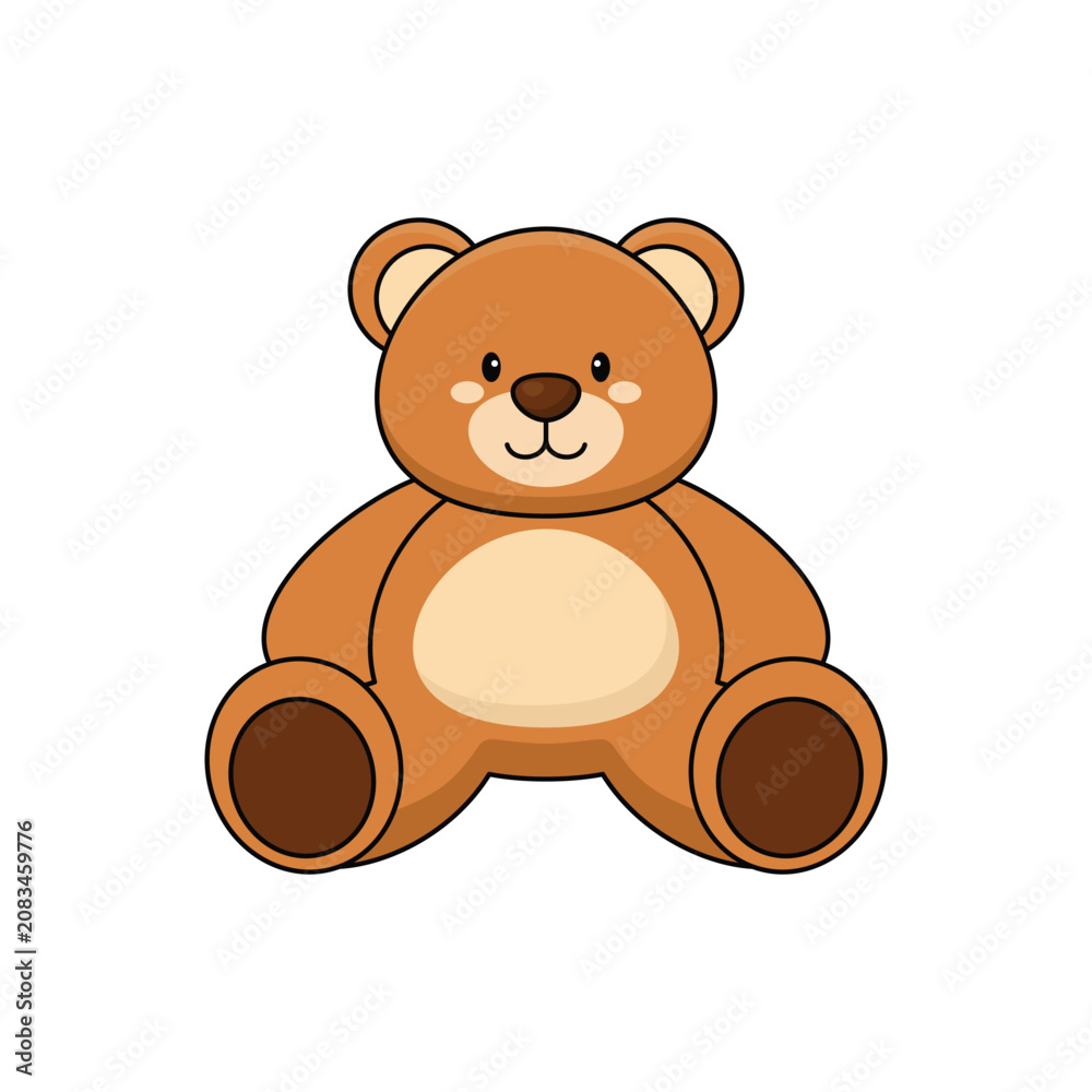 Fototapeta premium Classic Brown Teddy Bear Sitting with Cream Belly Cute Cartoon Illustration