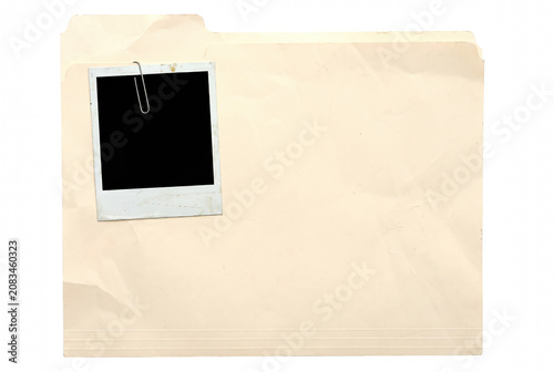 Принти на полотні Vintage manila file folder with attached instant photo frame