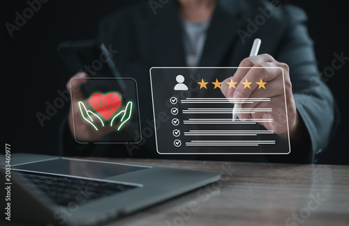 Konstfotografi Patient satisfaction survey concept featuring healthcare feedback evaluation, re