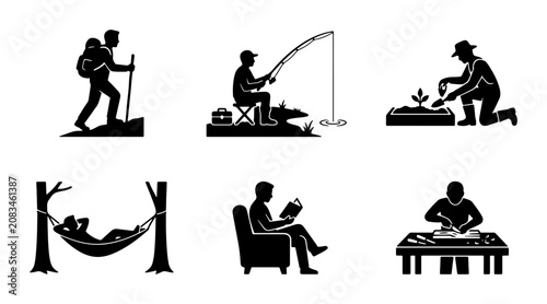 Konstfotografi Outdoor Recreation and Leisure Activities Icons Set, Vector Graphics for Lifesty