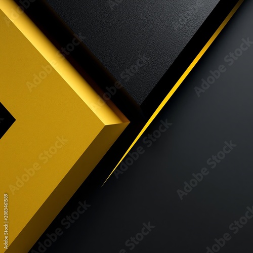 Yellow and black modern geometric abstract background. Overlapping geometric shapes creating a dynamic abstract background in yellow and black tones