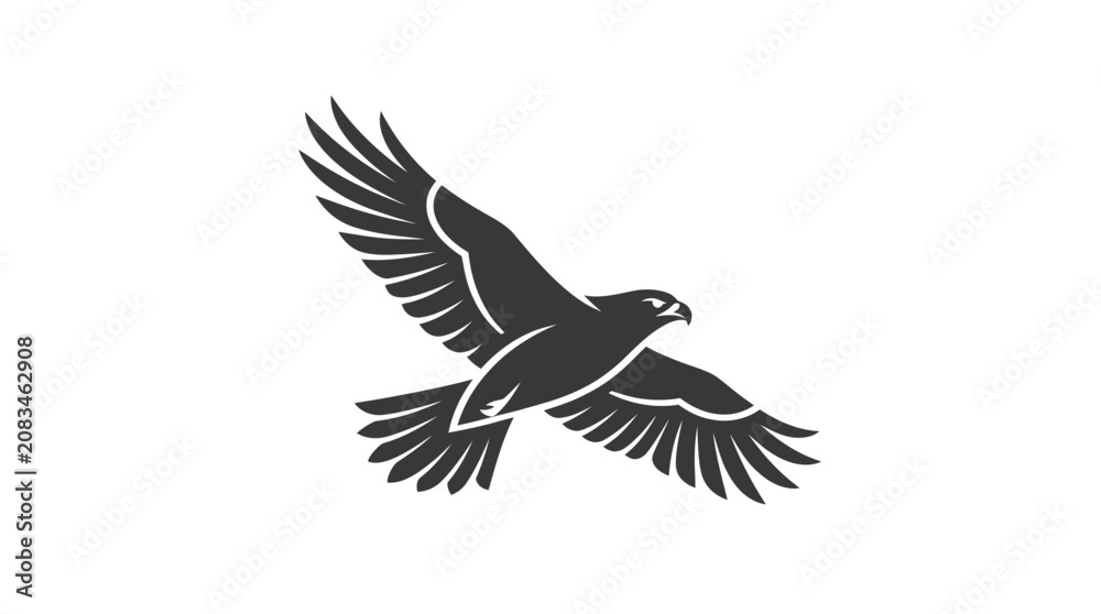 Fototapeta premium Black silhouette of flying bird eagle.