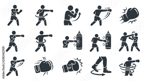 Photos Black silhouette stick figure icons fighting.