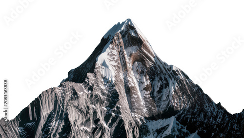 Cuadro en lienzo Snow capped rocky mountain peak with steep slopes