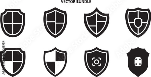 Canvastavla Shield icons, vector shield symbols, security emblems, protection logos