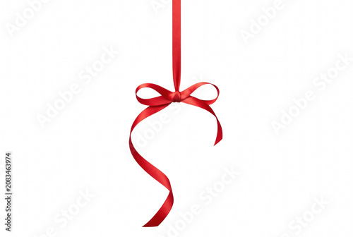 Foto Festive Red Satin Ribbon Tied in a Bow