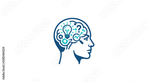 Fotografie Brain with lightbulbs thinking concept.