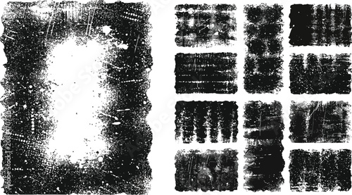 Fotografija Grunge textured brush strokes and smudges on white background for design  variou