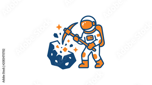 Tableau sur toile Astronaut mining on another planet surface.