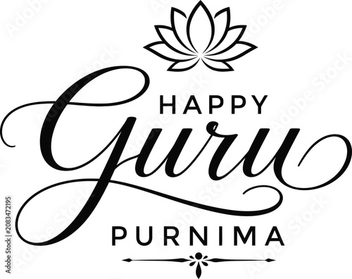 Happy Guru Purnima Typography Calligraphy Vector Illustration