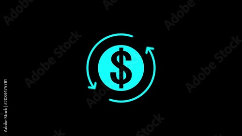 dollar banking icon. dollar currency symbol with round arrow rotating animation.