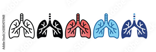 Quadro su tela Lungs  Icon Set Multiple Style Collection