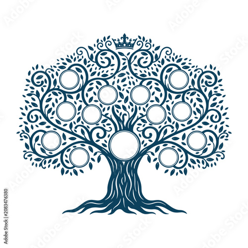 Decorative Tree of Life with Circular Frame Vector Illustration