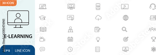 Canvastavla E learning icons set for online education and digital learning