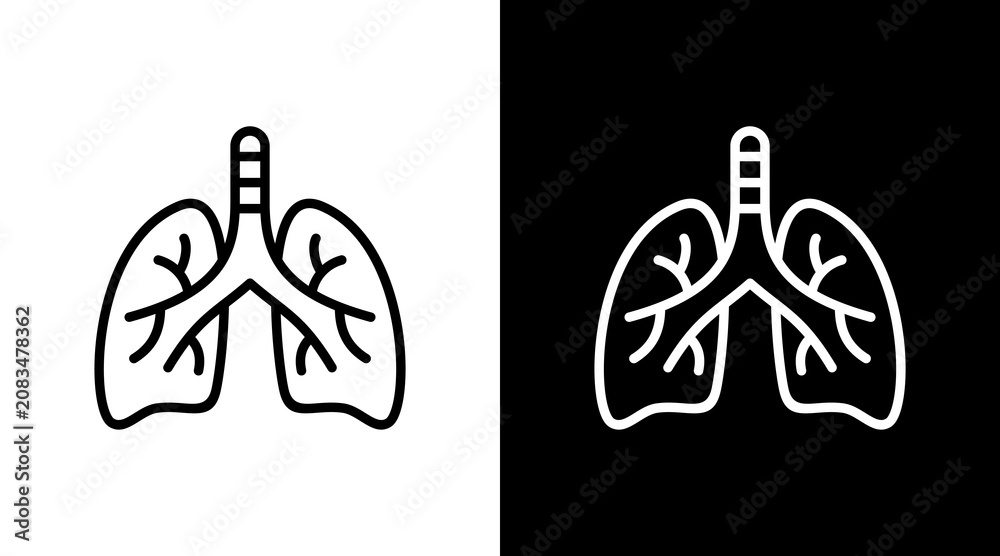 Fotografie Lungs  White Icon Set Design